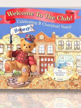 Cherished Teddies 1999 Club Membership Kit With Figurines & Shadow Box Display